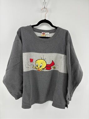 Warner Bros. Looney Tunes Gray Tweety Crew Neck Sweater